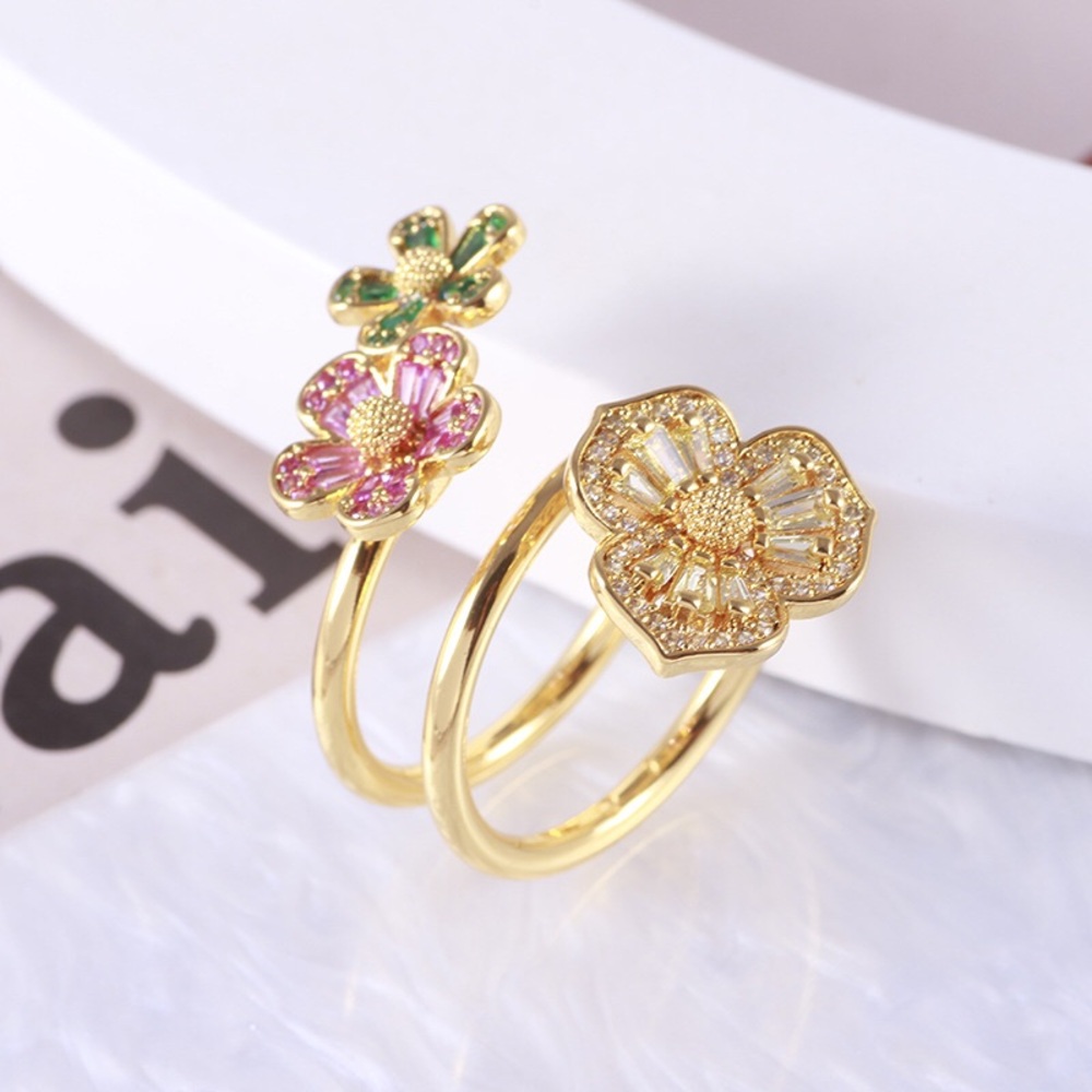 Kate Spade Colorful Crystal Fresh Flower Vine Wrap Ring